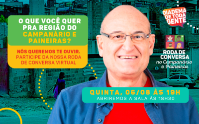 Tem Roda de Conversa Virtual dos bairros Paineiras e Campanário na quinta, dia 6. Vem com a gente!