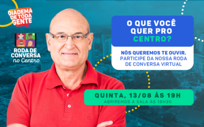 Participe da Roda de Conversa Virtual do Centro de Diadema na quinta-feira, dia 13