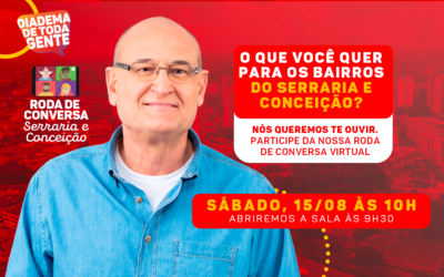 Sábado, dia 15, é dia de Roda de Conversa Virtual no Serraria e Conceição