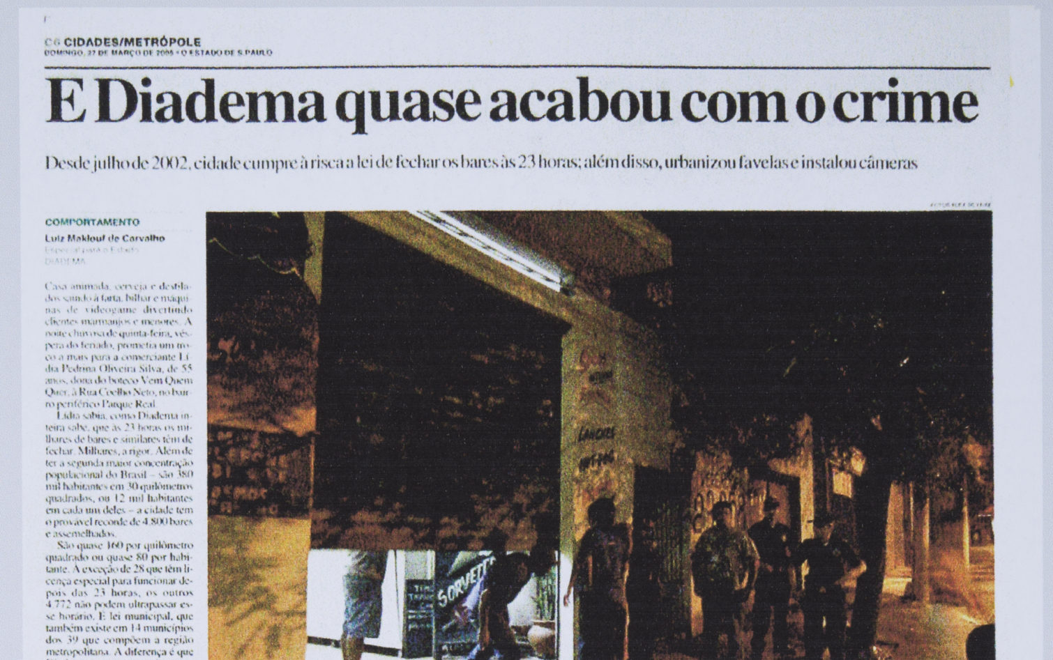 Matéria do jornal Estado de S. Paulo, 27 de março de 2005