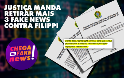 Justiça manda retirar mais 3 fake news contra Filippi